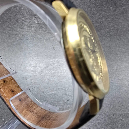 Hamilton Watch Men 33mm Gold Dial Gold Tone Round 8100 New Battery Vintage3