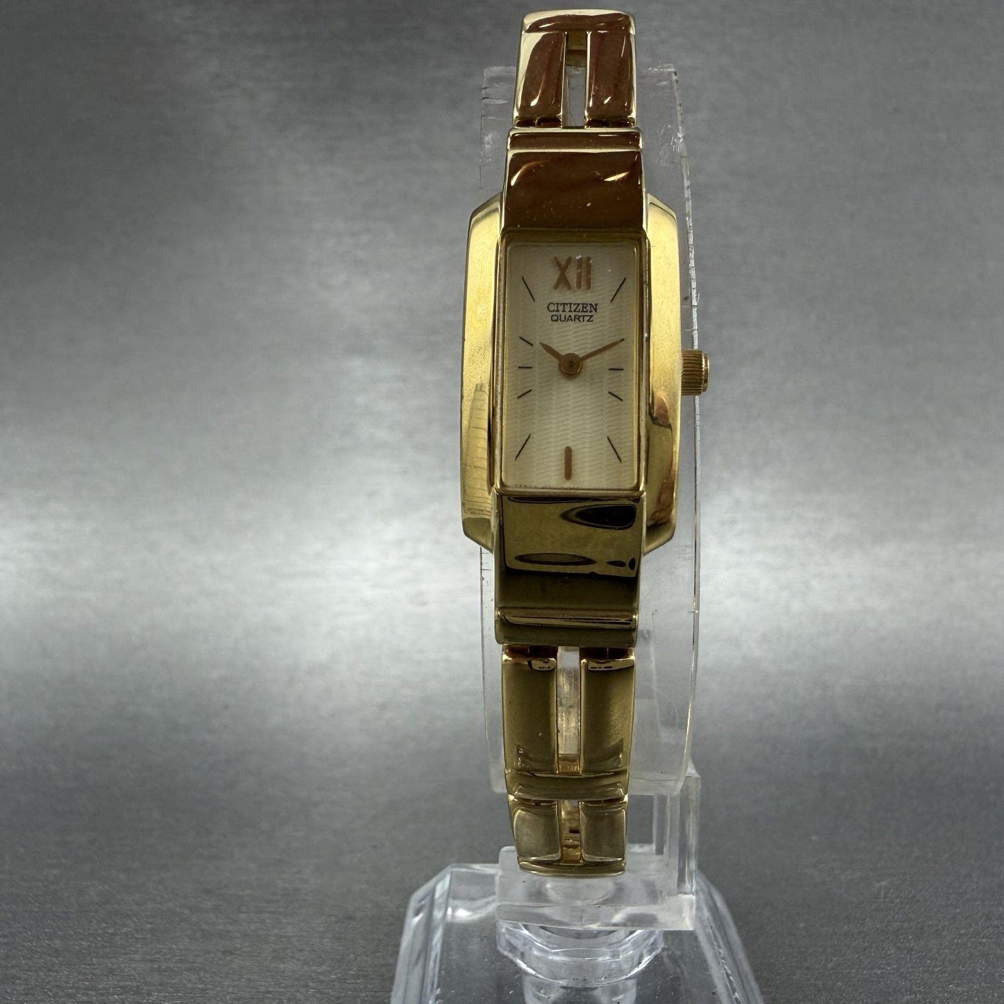 Citizen Tank Watch Women 14mm Champagne Dial Gold Tone 5421K17497 New Battery5