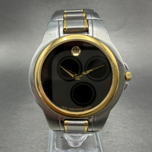 Movado Museum Watch Men 36mm Black Dial Two Tone Round 81.E2.866 New battery ABV0