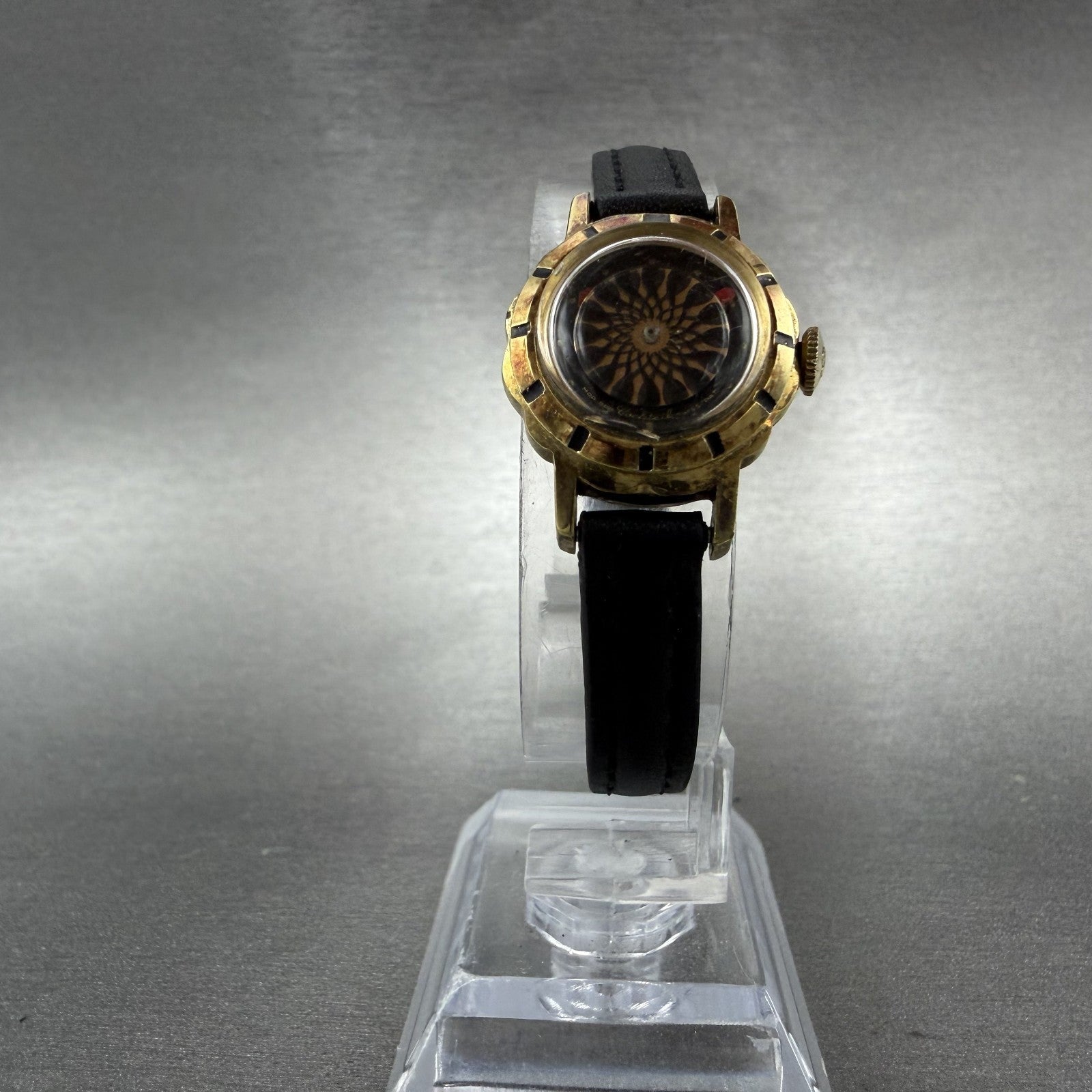 Borel kaleidoscope Watch Women 20mm Black Dial Gold Plated Manual Wind Runs VTG5