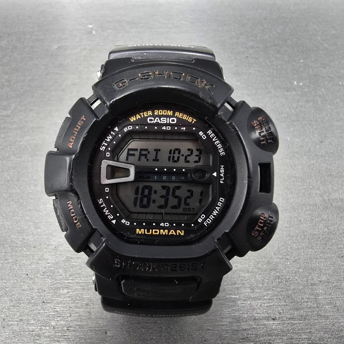 Casio G-Shock Mudman G-9000 Watch Men 46mm Black Gray Chrono Alarm READ New Batt0