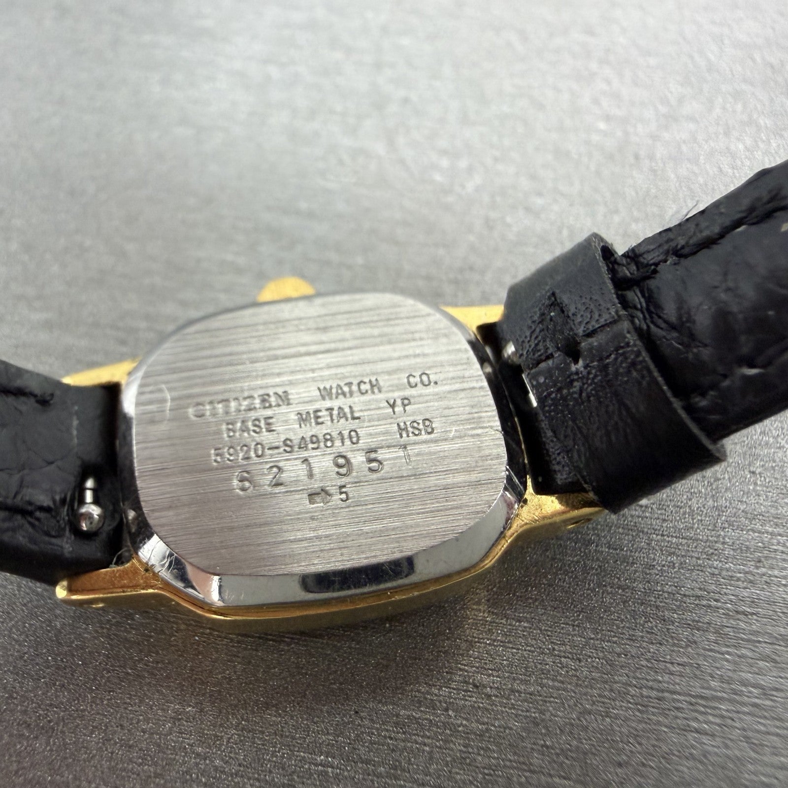 Citizen CQ Watch Women 17mm Black Dial Gold Tone Octagon 5920S49810 New Batt9