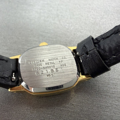 Citizen CQ Watch Women 17mm Black Dial Gold Tone Octagon 5920S49810 New Batt9