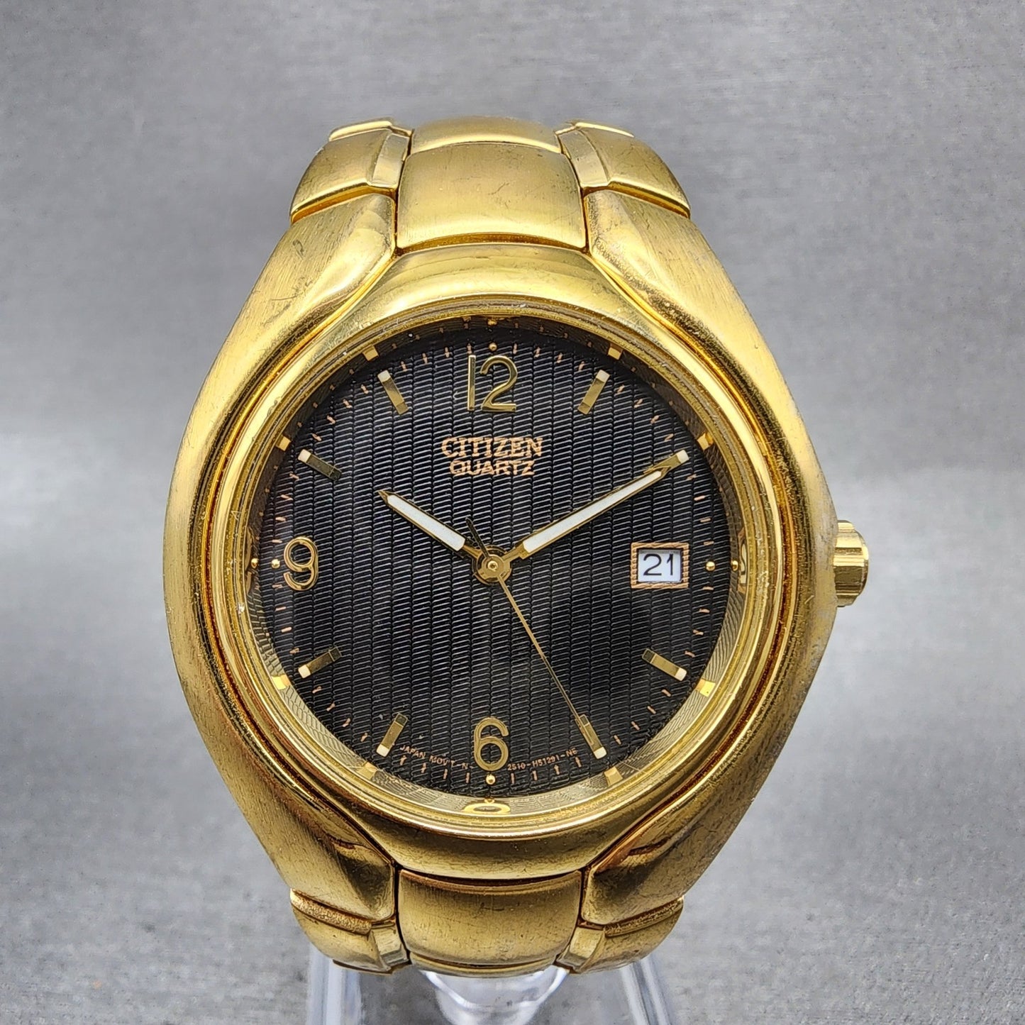 Citizen Watch Men 37mm Black Dial Gold Tone Round 2510H29850 New Battery0