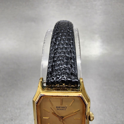 Seiko Watch Women 19mm Gold Dial Gold Tone Octagon 73215240 New Battery VTG4