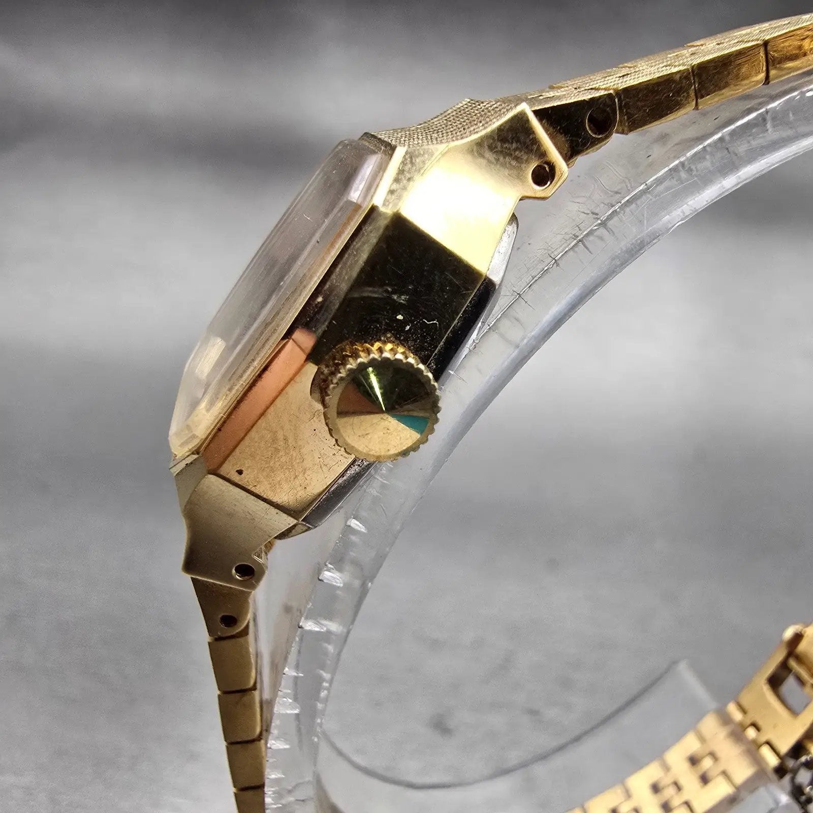 Seiko Watch Women 19mm Brown Dial Gold Tone Rectangle 1100-4899 Manual Wind VTG2