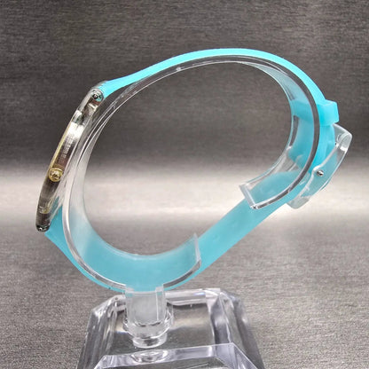Swatch Skin Mille Linie Watch Women 34mm Silver Dial Clear Case SFK140 New Batt6