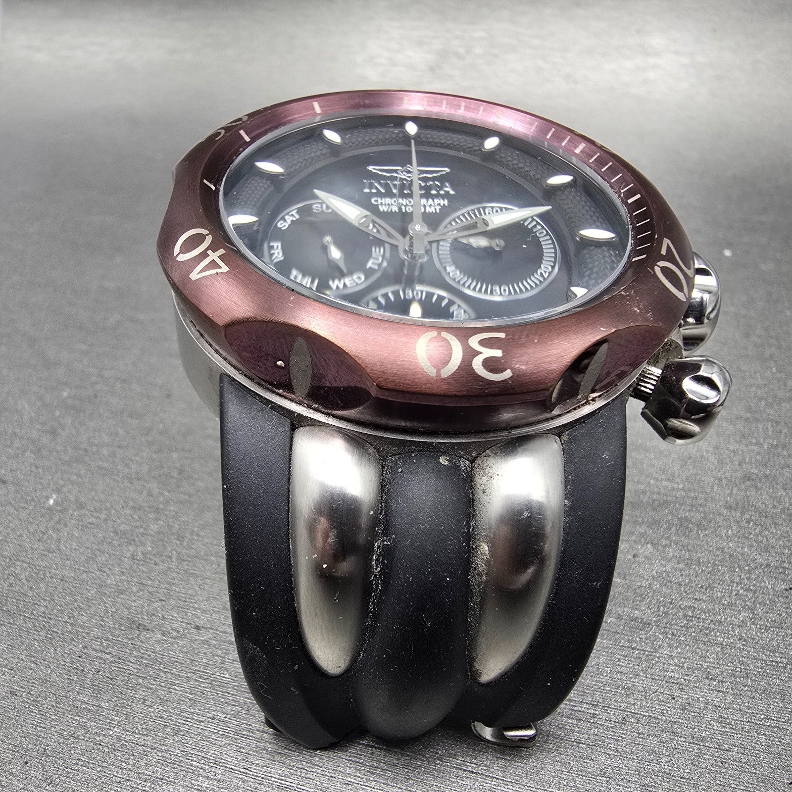 Invicta Venom Chronograph Watch Men 50mm Black Dial Silver Tone 26662 NewBattery2