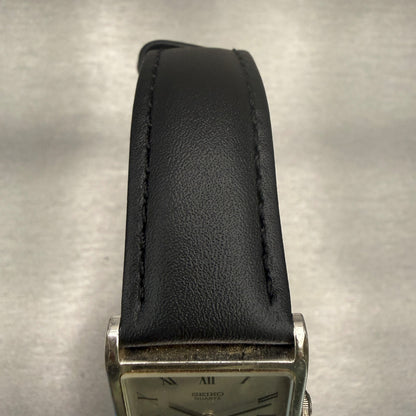 Seiko Tank Watch Men 24mm Silver Dial Silver Tone Rectangle 2620-5000 New Batt4