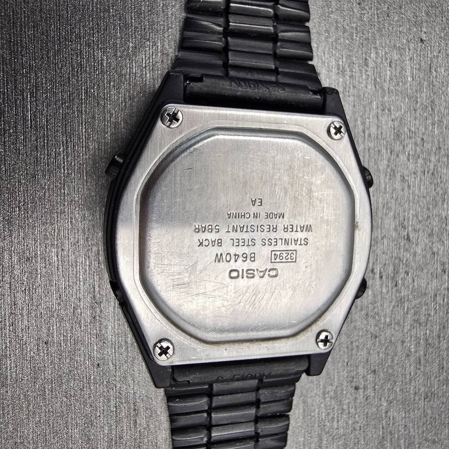 Casio B640W Digital Watch Men 35mm Black Dial Black Tone Chrono Alarm New Batt10