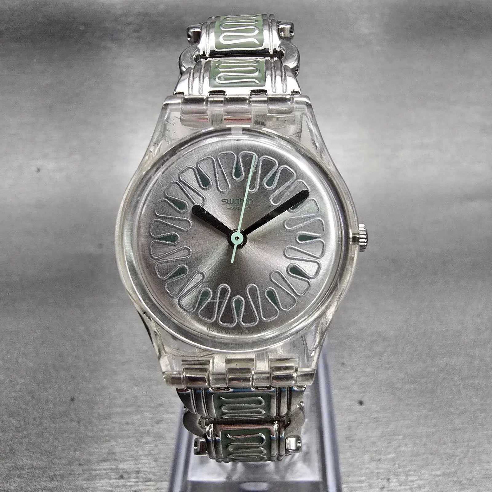 Swatch Urban Fashion Watch Women 25mm Silver Dial Clear Case LK290G New Battery0