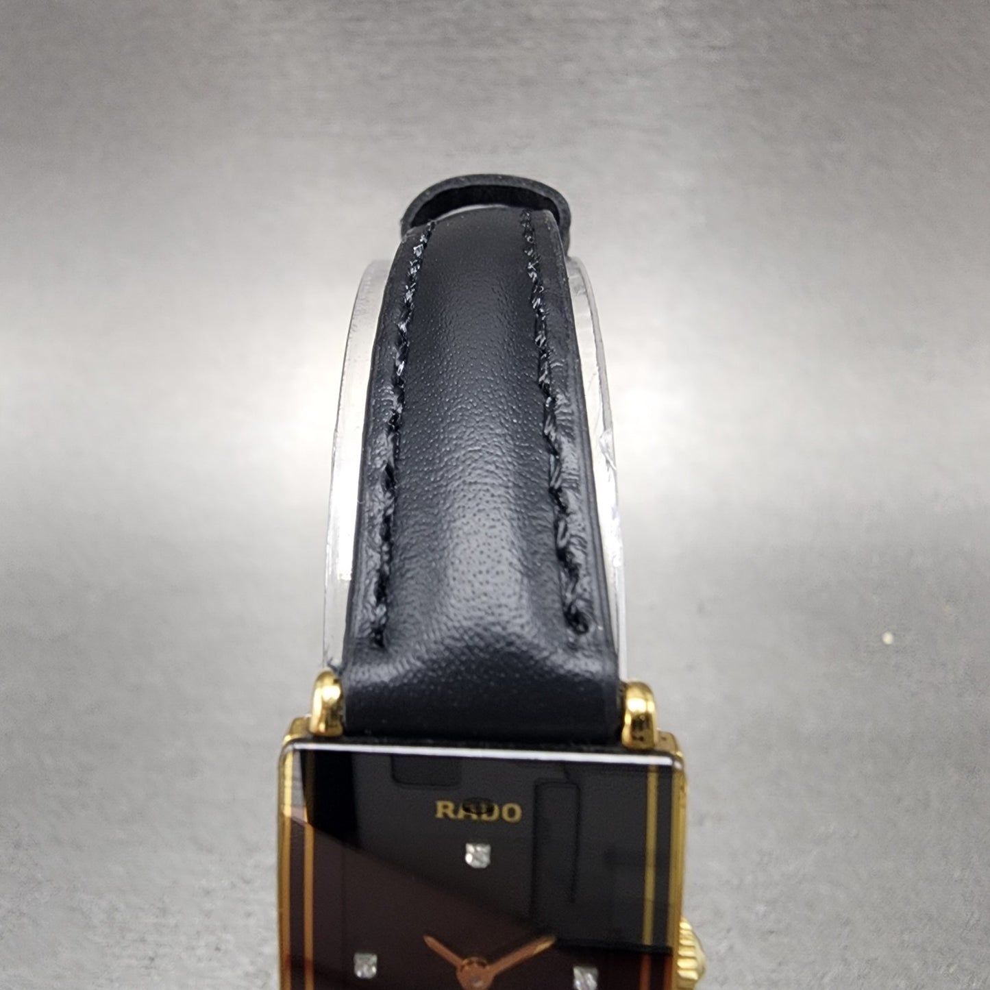 Rado Jubile Tank Watch Women 18mm Black Dial Gold Tone 153.3602.2 New Battery4
