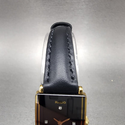 Rado Jubile Tank Watch Women 18mm Black Dial Gold Tone 153.3602.2 New Battery4