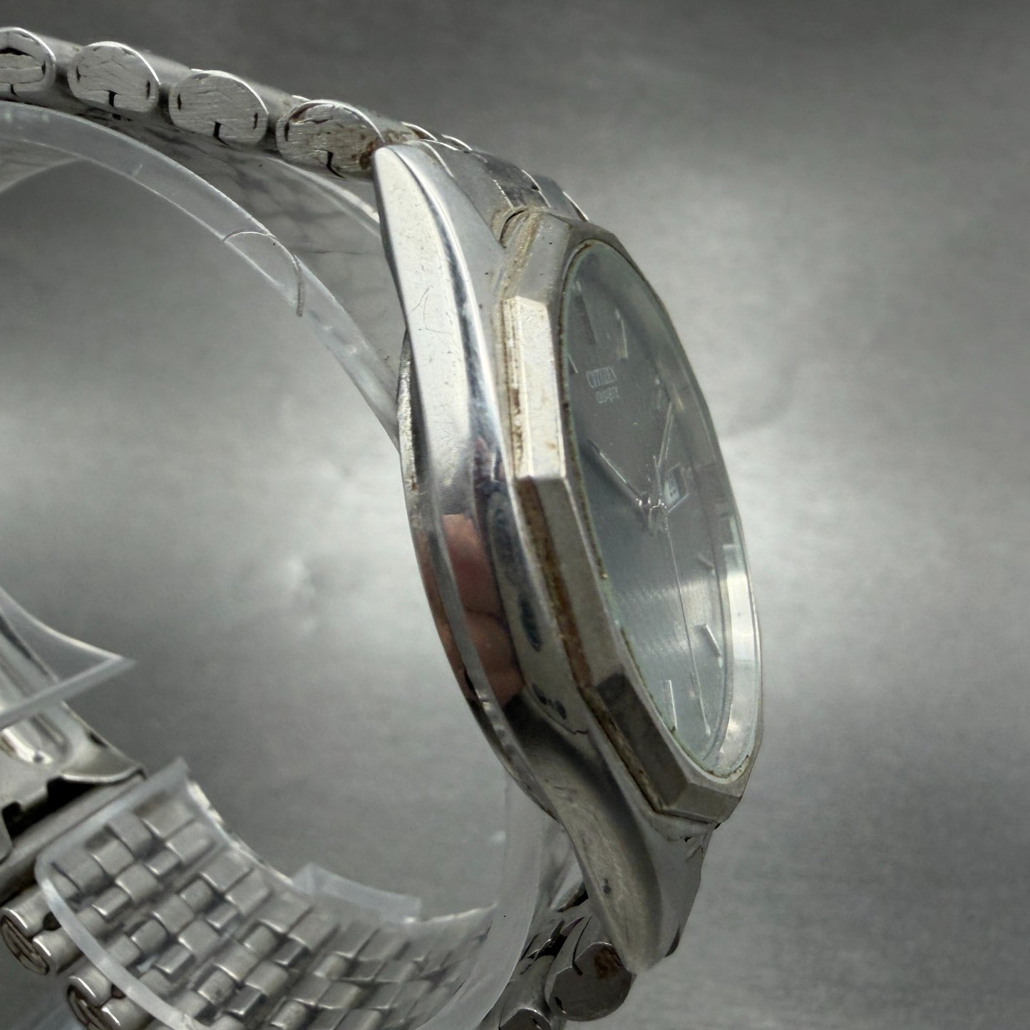 Citizen CQ Watch Men 35mm Gray Dial Silver Tone Daydate 6100-847521 New Battery3