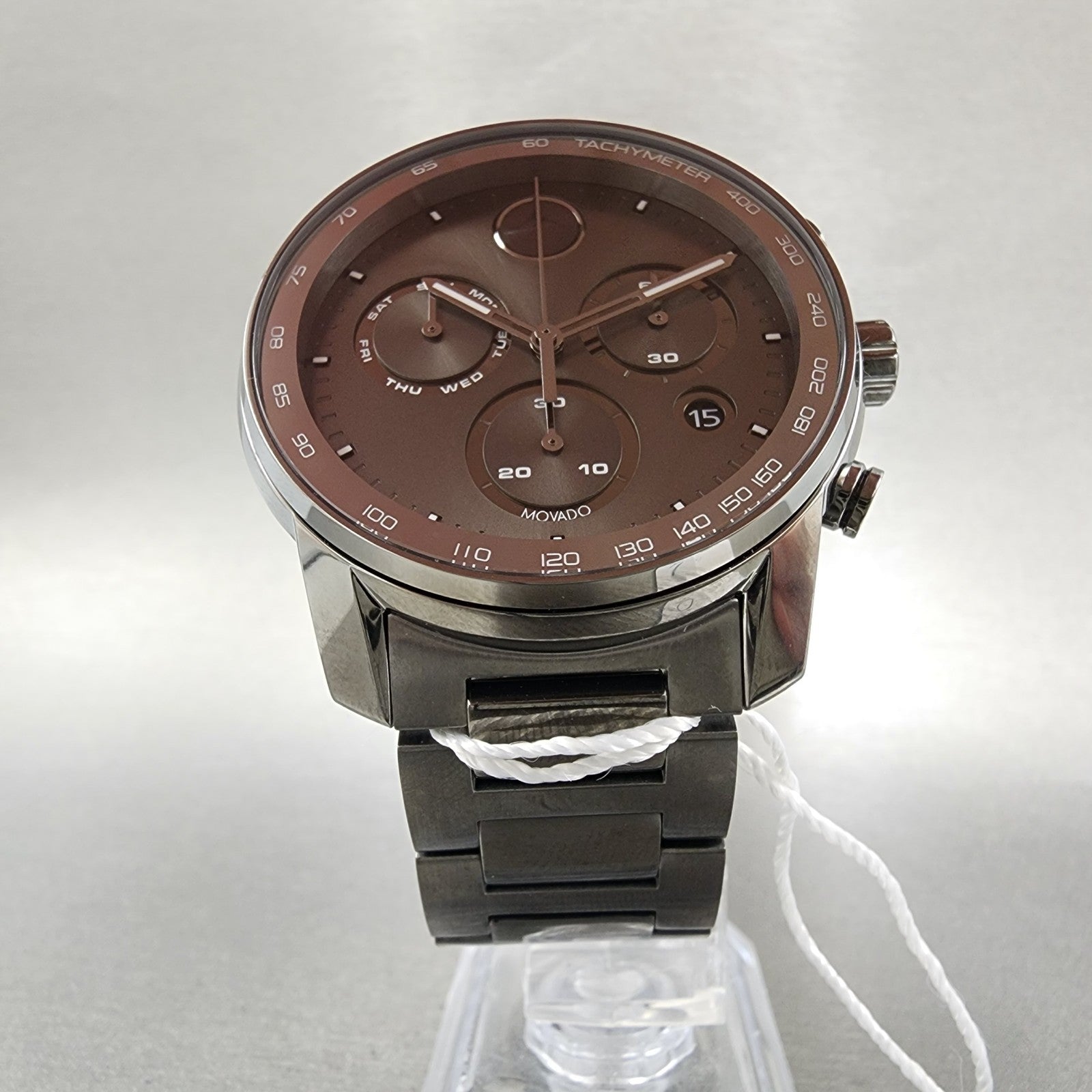 Movado Bold Verso Chronograph Watch Men 44mm Black Dial Black Tone Date 36008675