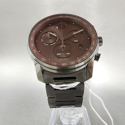 Movado Bold Verso Chronograph Watch Men 44mm Black Dial Black Tone Date 36008675