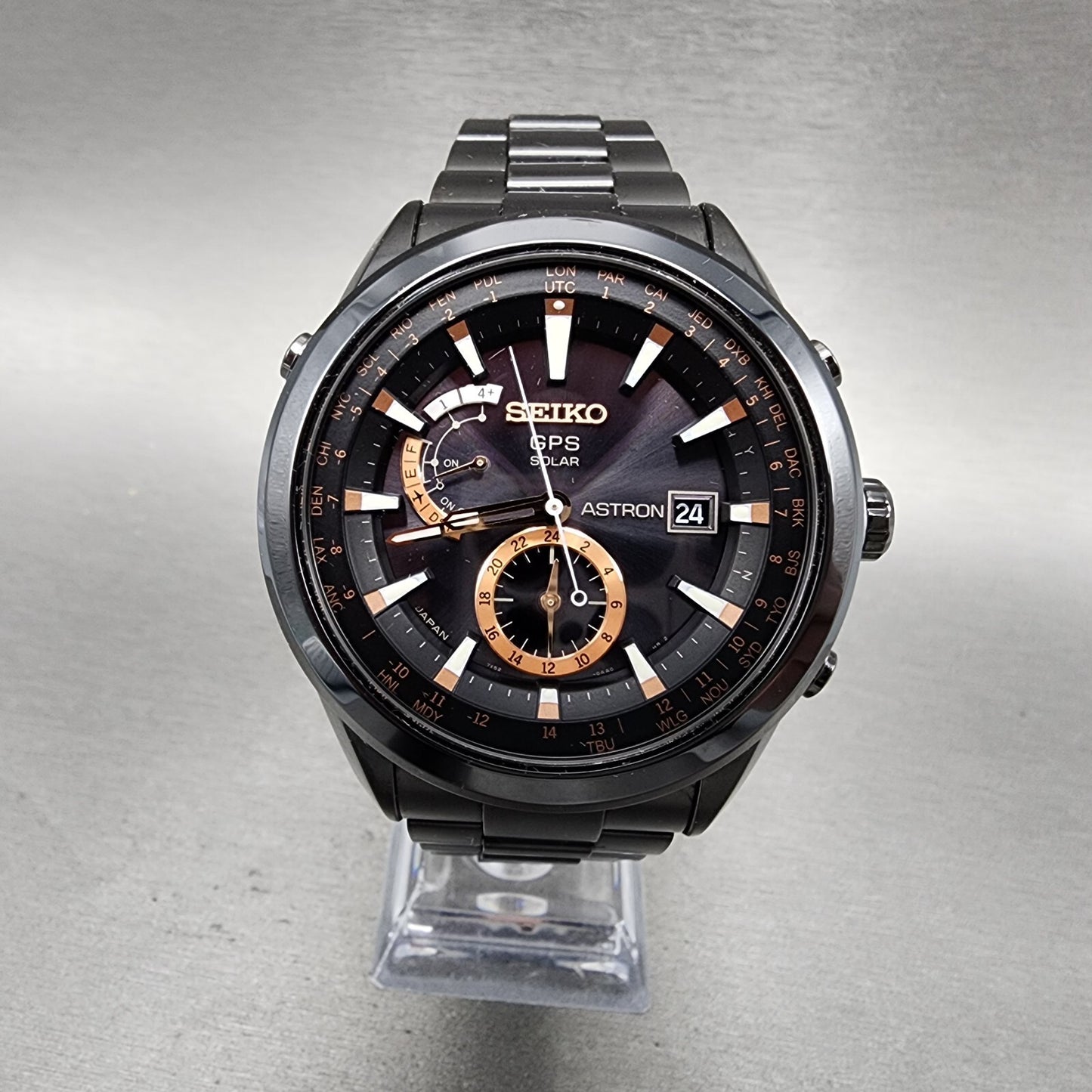 Seiko Astron GPS Watch Men 47mm Black Dial Black Case Date GPS Round 7X520AC00
