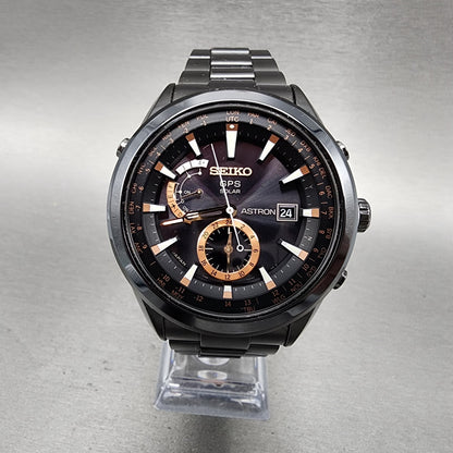 Seiko Astron GPS Watch Men 47mm Black Dial Black Case Date GPS Round 7X520AC00