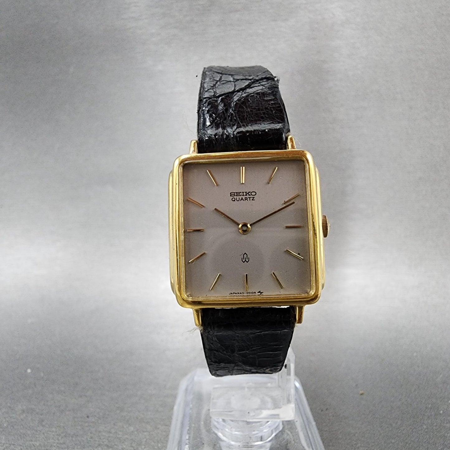 Seiko Watch Women 24mm Gray Dial Gold Tone Rectangle 433350 New Battery5