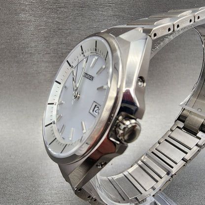 Citizen Attesa Watch Men 41mm White Dial Titanium Date Atomic Round Works