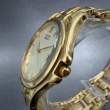 Citizen Elegance Watch Men 34mm Champagne Dial gold Tone Date 5510-H06832 NewBat2