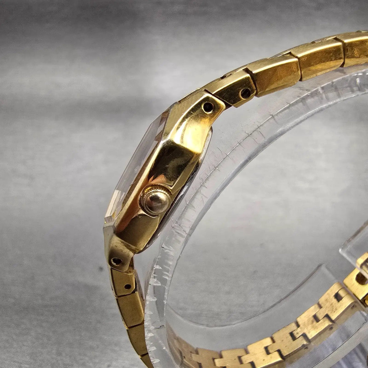Seiko Watch Women 14mm Brown Dial Gold Tone Hexagon 1E20-5729 New Battery VTG2