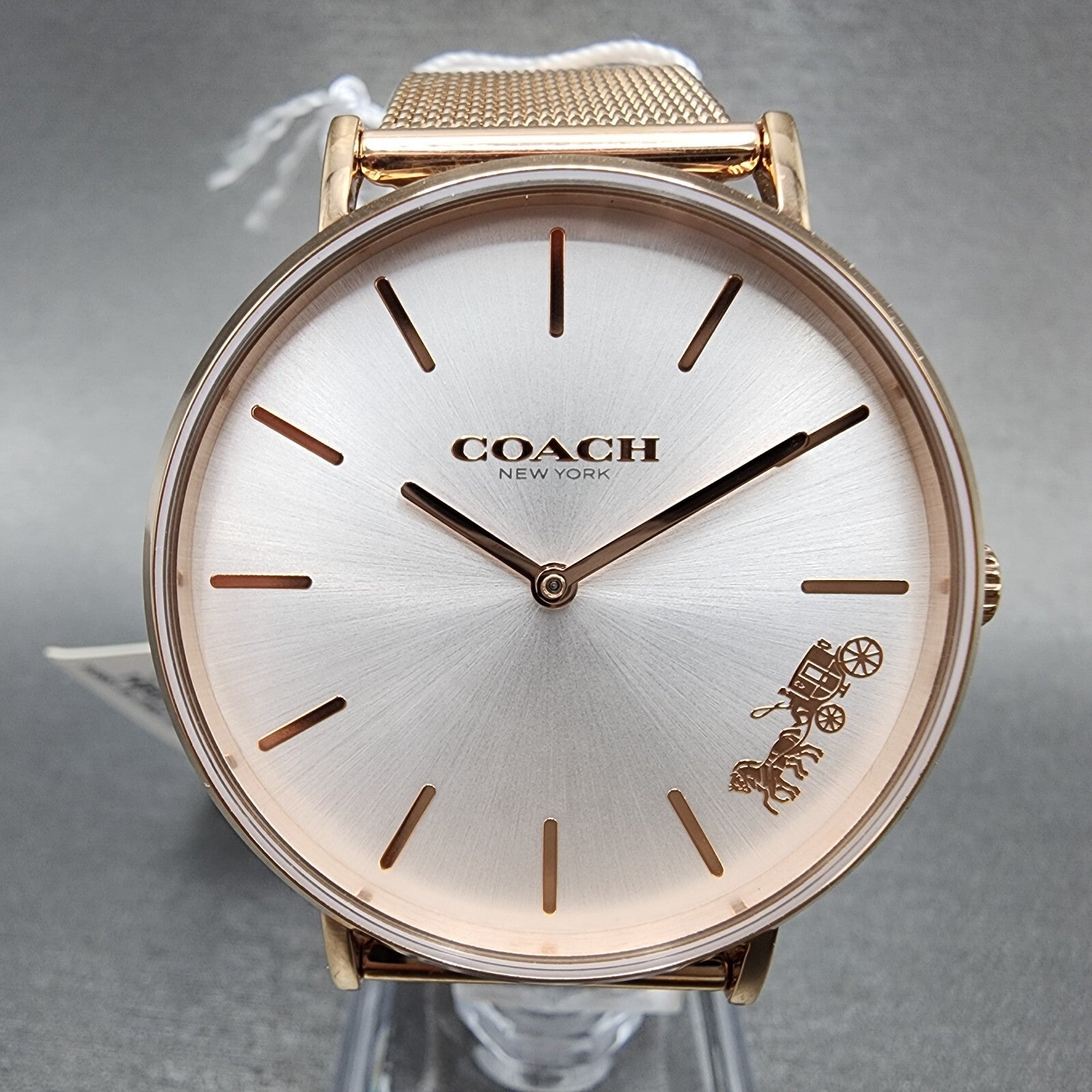 Coach Perry Horse Watch Women 36mm White Dial Rose Gold Tone Round 145031261