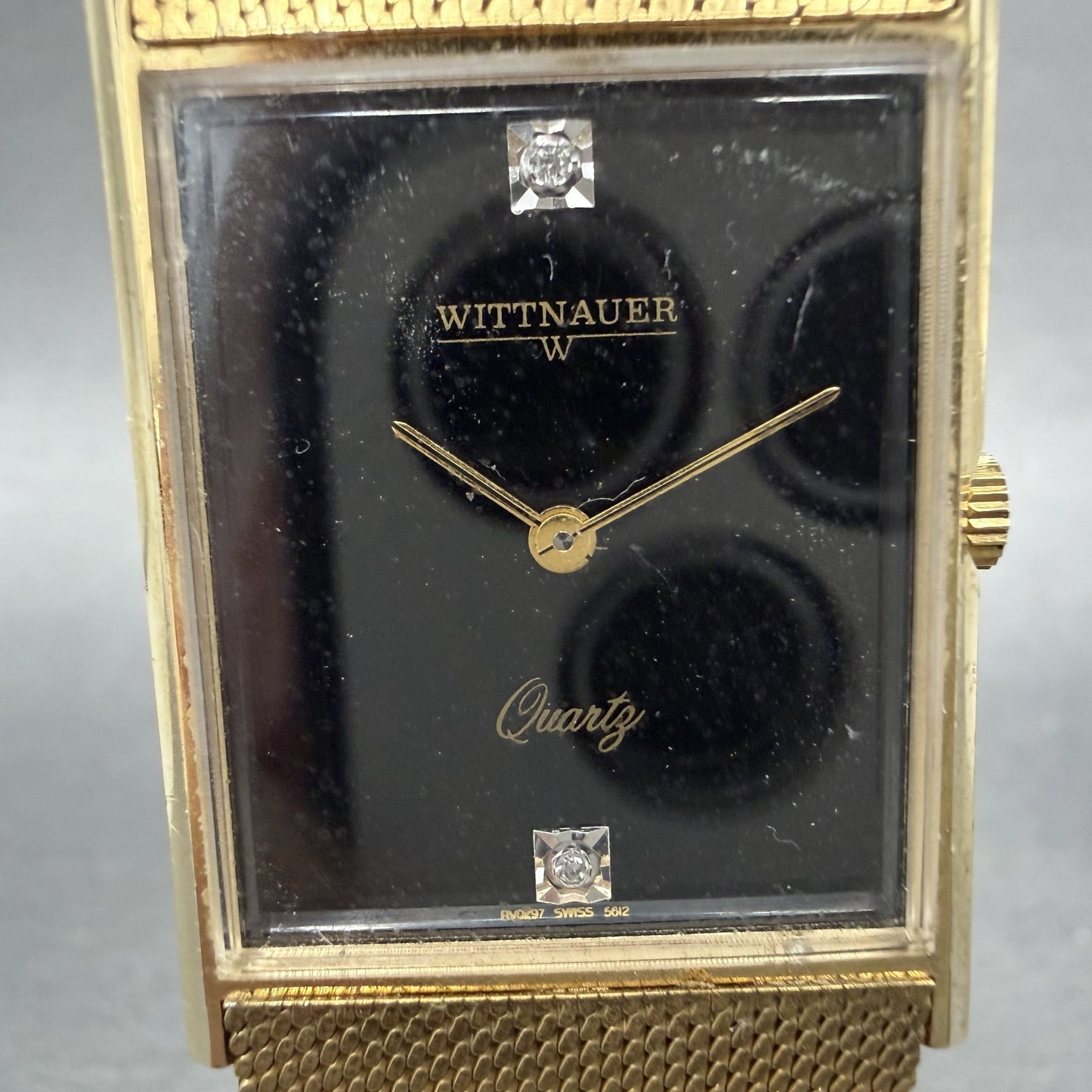 Wittnauer  Tank Watch Men 26mm Black Dial Gold Tone Rectangle New Battery1