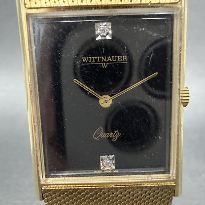 Wittnauer  Tank Watch Men 26mm Black Dial Gold Tone Rectangle New Battery1
