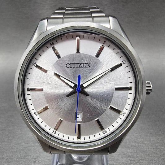 Citizen Watch Men 42mm Silver Dial Silver Tone Date Round BI1030-53A New Battery0