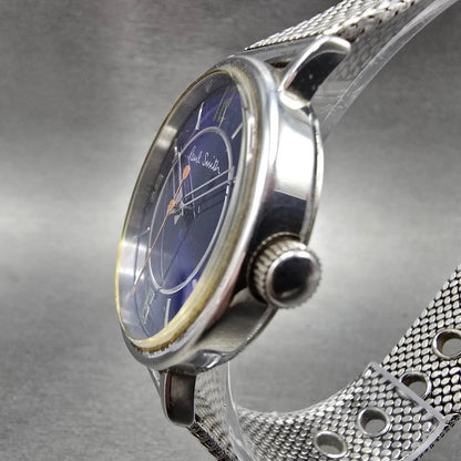 Paul Smith Watch Men 36mm Blue Dial Silver Tone Round 6034-H19519 New Battery2