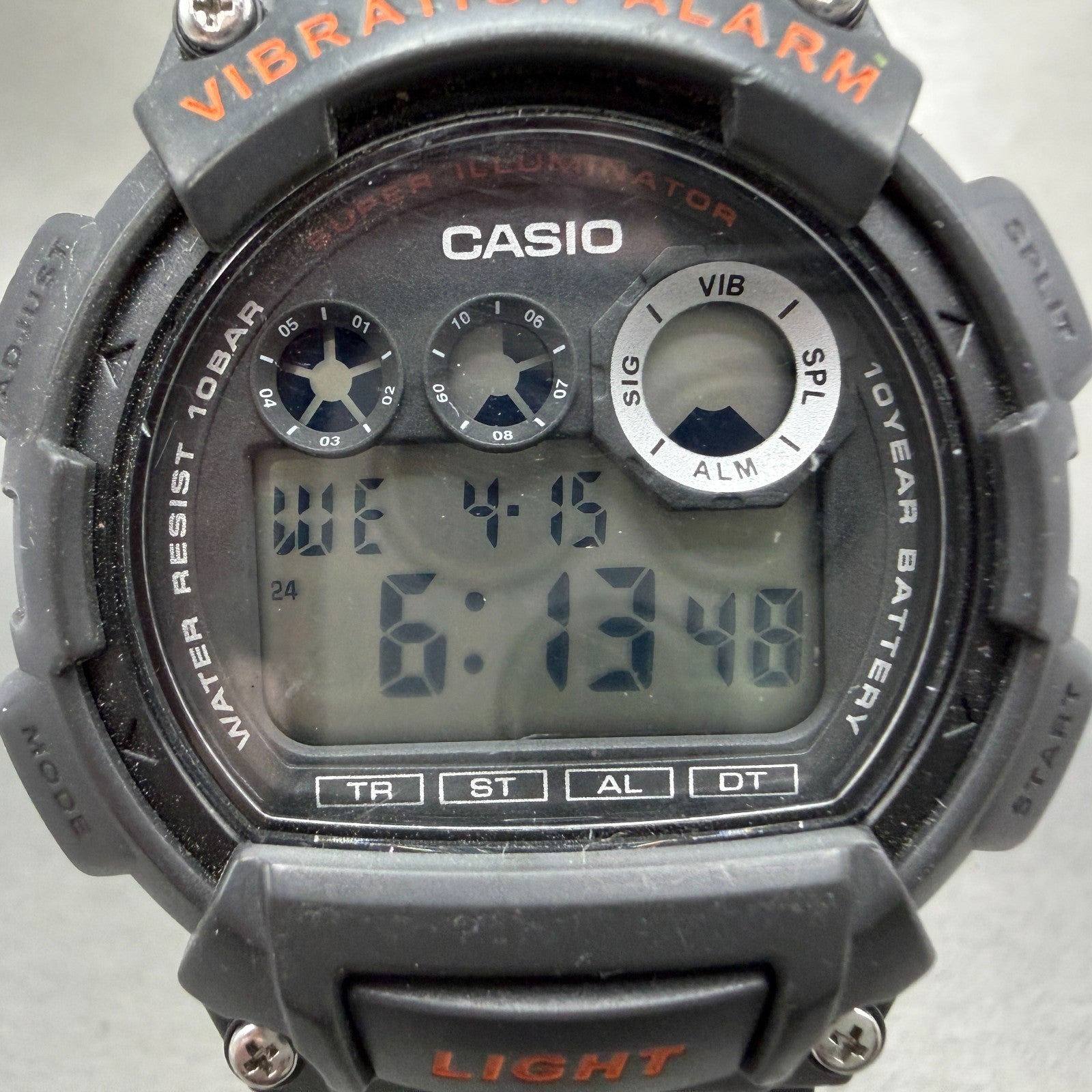 Casio W-735H Watch Men 45mm Digital Gray Vibration Alarm Chrono Date New Battery1