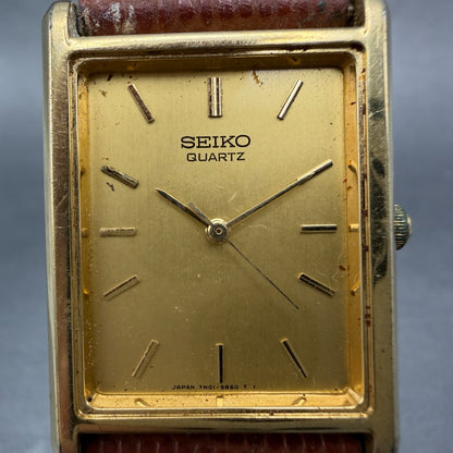 Seiko Tank Watch Men 25mm Champagne Dial Gold Tone READ!!! 7N01-5B40 New Battery1