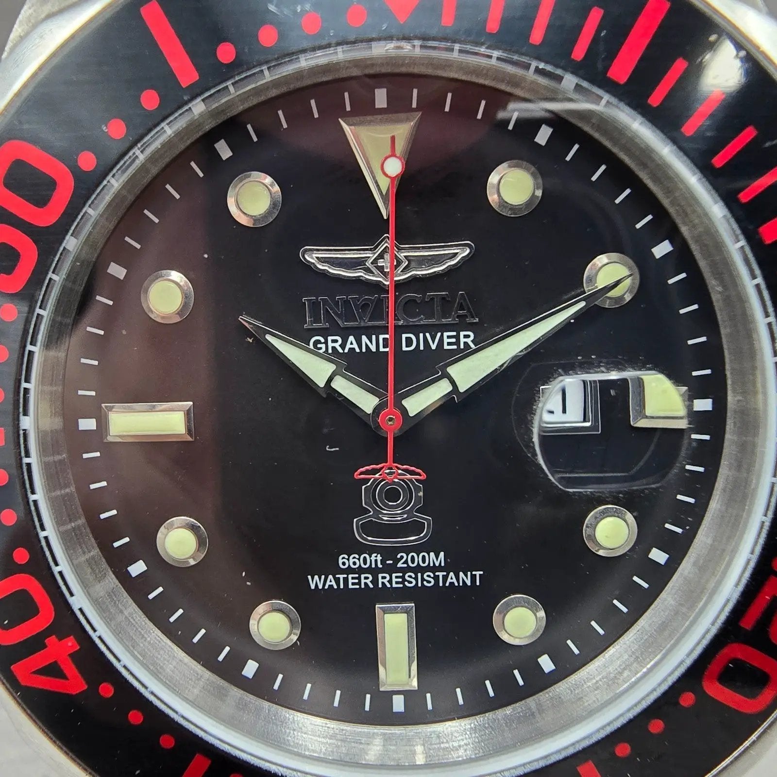Invicta Grand Diver Watch Men 54mm Black Dial Silver Tone Date 14652 New Battery1
