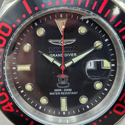Invicta Grand Diver Watch Men 54mm Black Dial Silver Tone Date 14652 New Battery1
