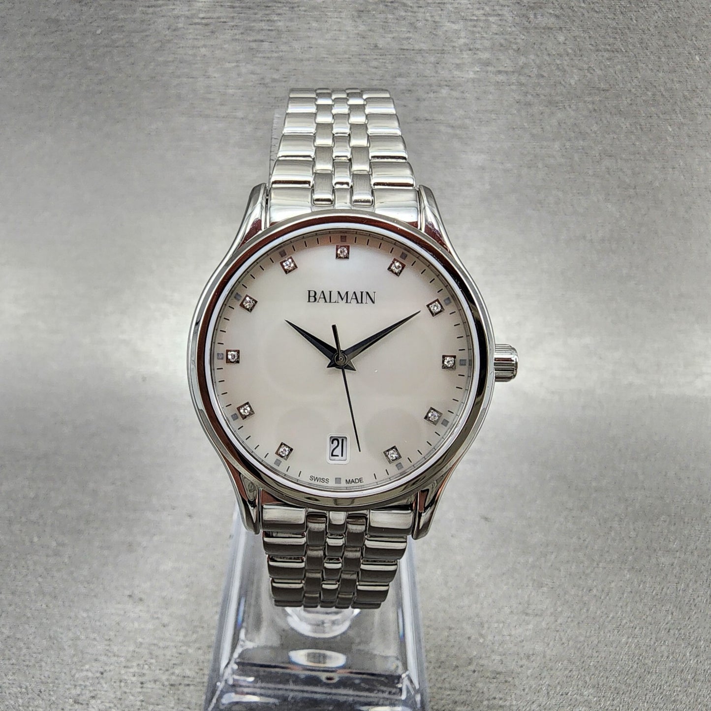 Balmain Classic R Watch Women 32mm MOP Dial Stainless Steel Date Round0