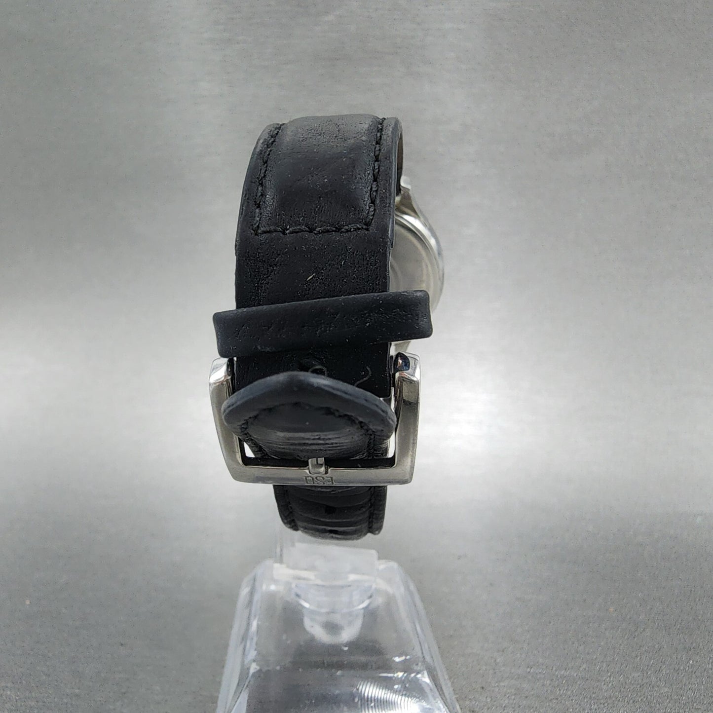 ESQ Swiss Watch Men 36mm Black Dial Steel Date Round Leather Band E5203 PARTS8