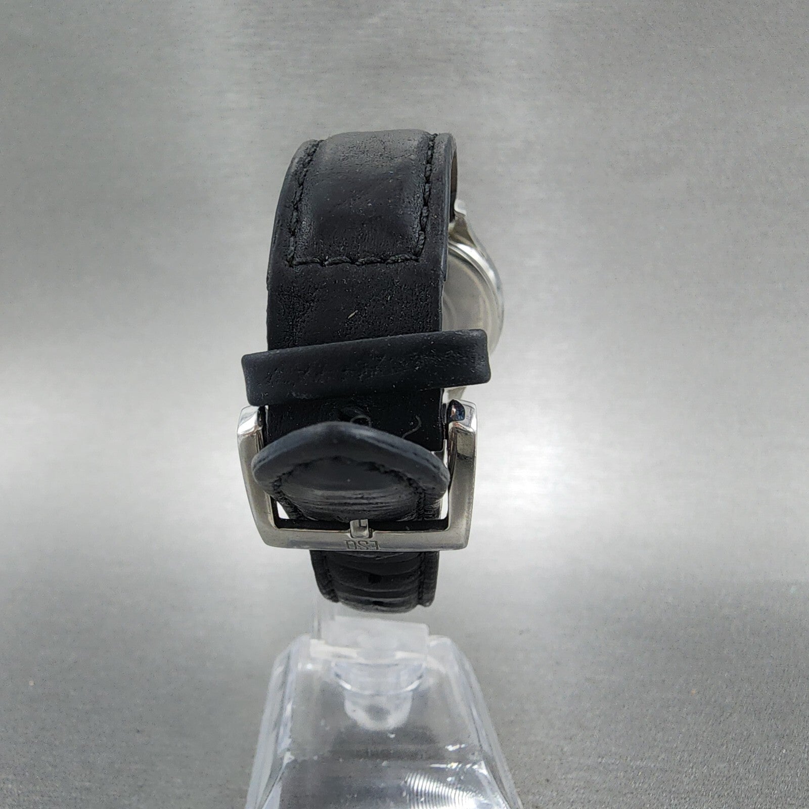 ESQ Swiss Watch Men 36mm Black Dial Steel Date Round Leather Band E5203 PARTS8