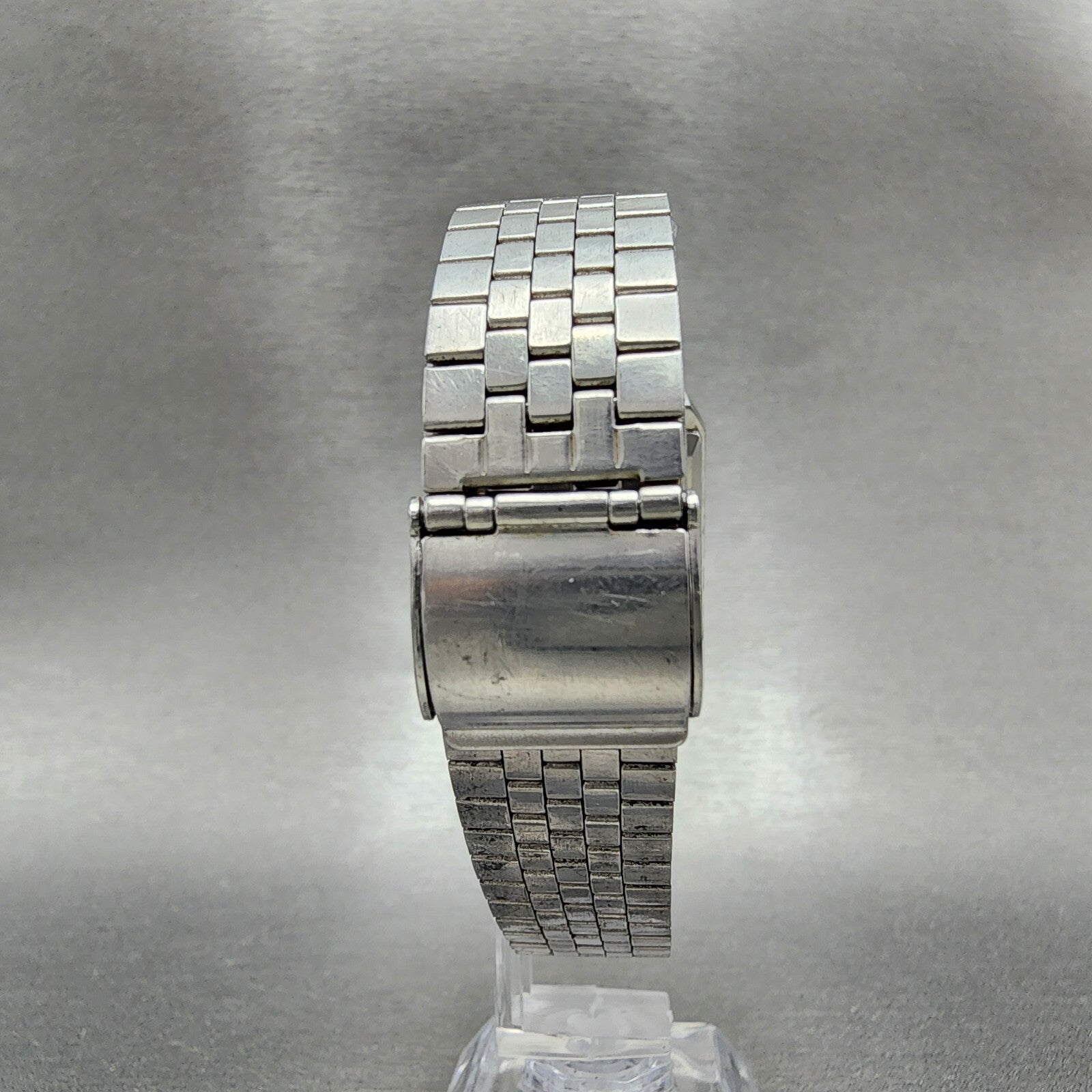 VTG Seiko Tank Watch Men 28mm Blue Dial Steel Rectangle 78105029 PARTS8