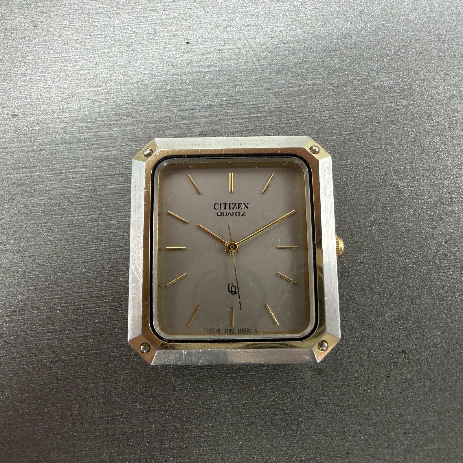 Citizen CQ Tank Watch Men 26mm Silver Dial Two Tone Rectangle 1100-108388 PARTS0