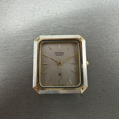 Citizen CQ Tank Watch Men 26mm Silver Dial Two Tone Rectangle 1100-108388 PARTS0