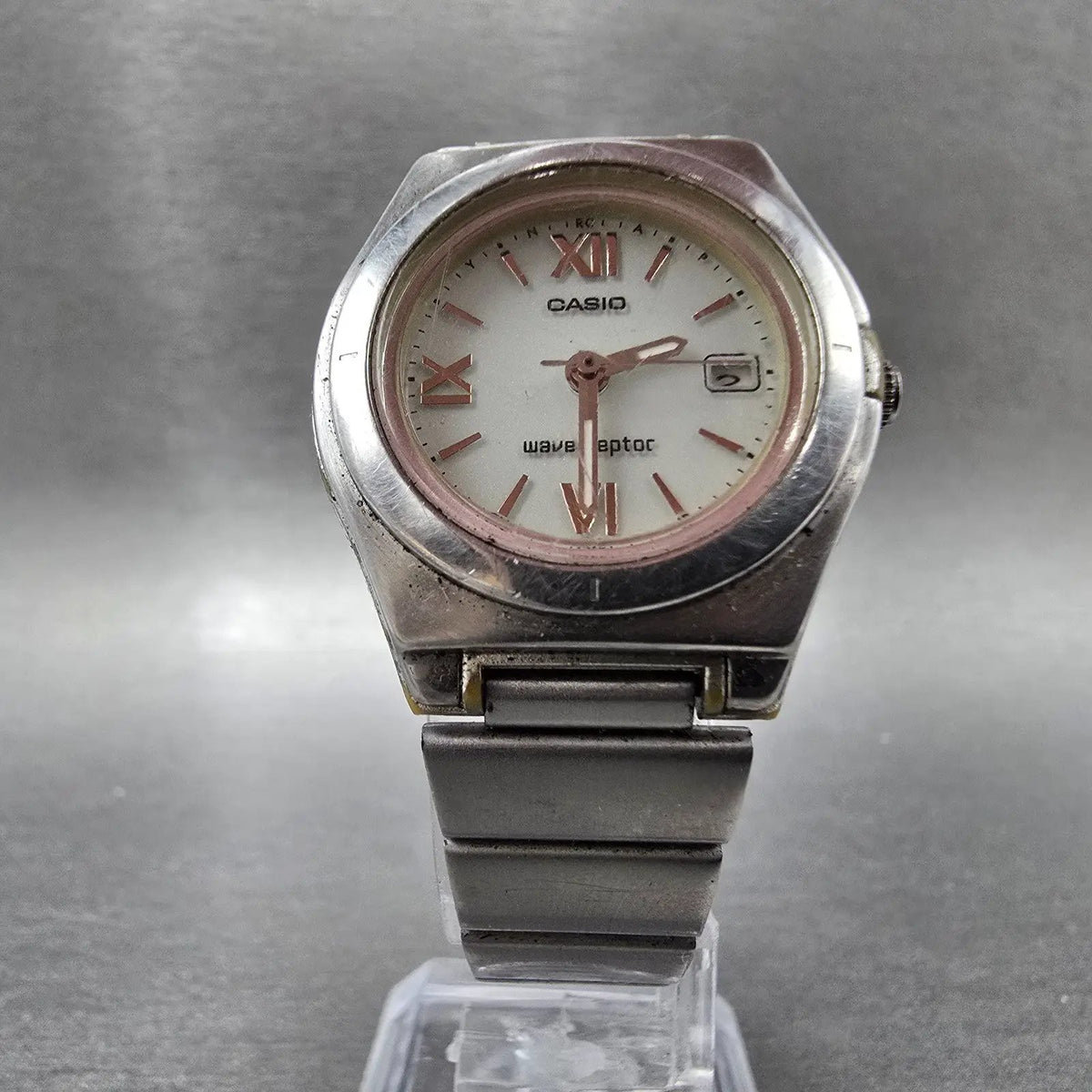 Casio Waveceptor Watch Women 28mm White Dial Silver Tone Date LWQ-10 Works JP5
