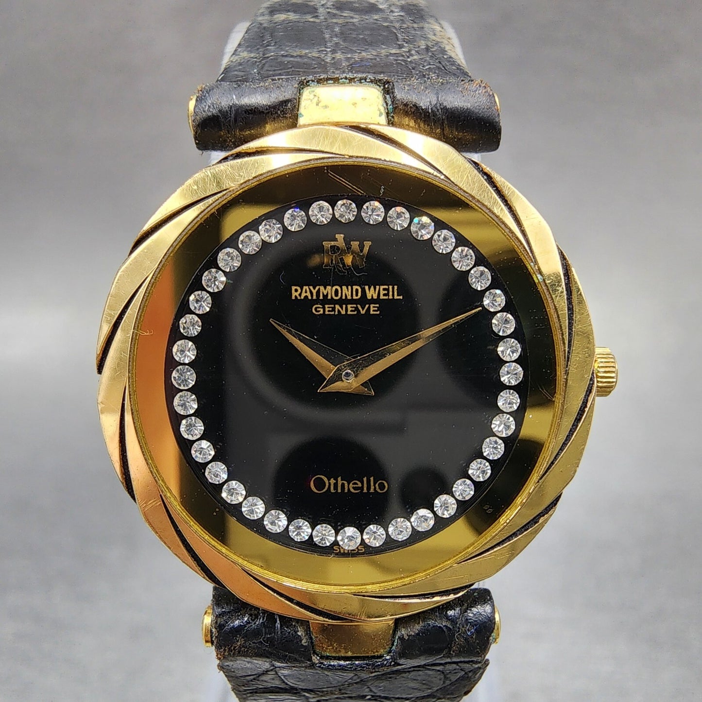 Raymond Weil Othello Watch Women 24mm Black Dial Gold Plated Round New Battery1