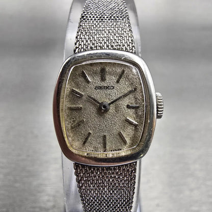 Seiko Watch Women 16mm Silver Dial Silver Tone Rectangle 11-5189 Works Vintage0