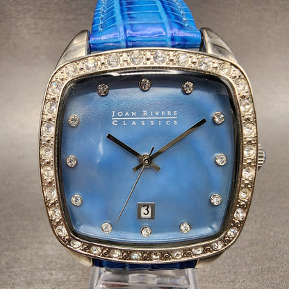 Joan Rivers Classic Watch Women 38mm MOP Silver Tone Rectange Crystal Bezel Runs1