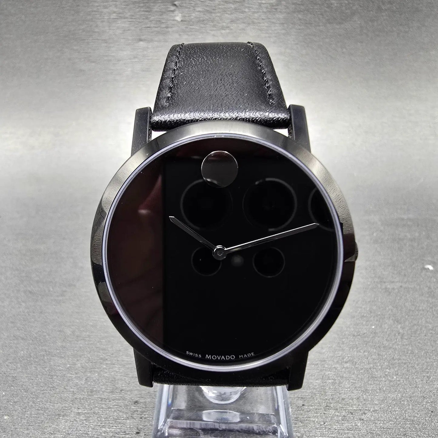 Movado Museum Watch Men 40mm Black Dial Black Tone 84 G1 1855.A New Battery2