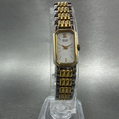 Seiko tank Watch Women 12mm White Dial Two Tone 2e20-6389 Rectangle New Battery5
