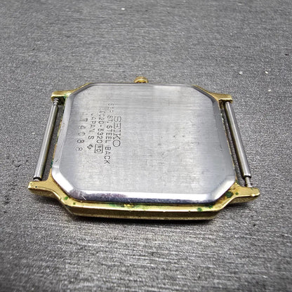 Seiko Tank Watch Men 28mm Champagne Dial Gold Tone Rectangle 9020-5320 PARTS VTG12