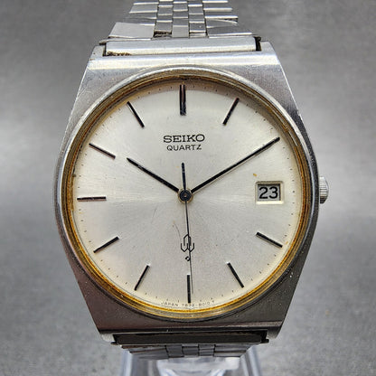 Seiko Watch Men 33mm Silver Dial Silver Tone Date 7832-8010 PARTS