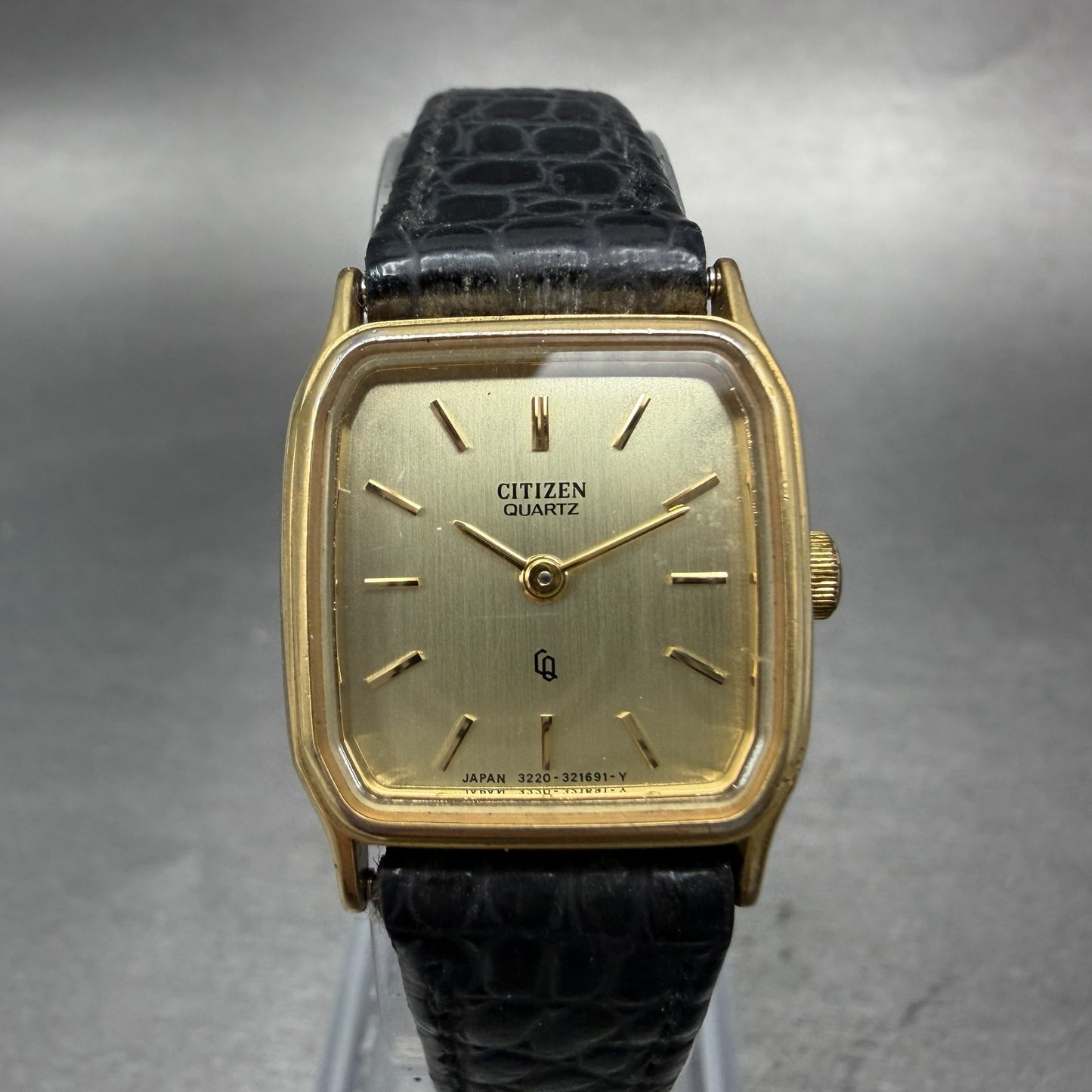 Citizen CQ Tank Watch Women 20mm Champagne Dial Gold Tone 3220-320697 NewBatt 600